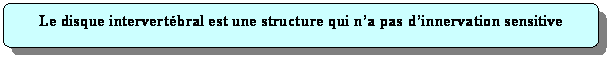 Rectangle  coins arrondis: Le disque intervertbral est une structure qui na pas dinnervation sensitive