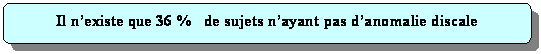 Rectangle  coins arrondis: Il nexiste que 36 %   de sujets nayant pas danomalie discale